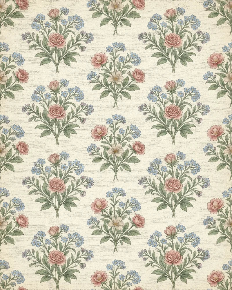 Cream Green Blue Rug - cutout