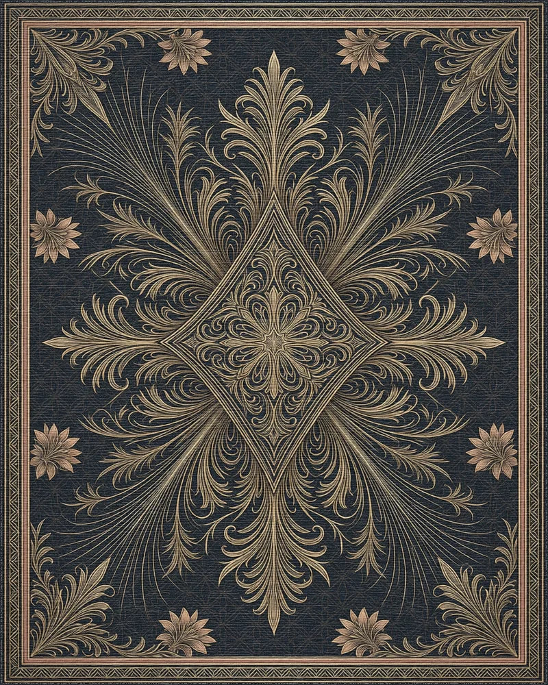Radiating Diamond Filigree Gold Rug - cutout