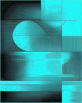 Cyber Teal Geometric Fragment Rug - Cutout View