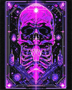 Cyberpunk Neon Skull And Guns Rug - Cutout View