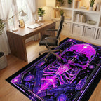 Cyberpunk Neon Skull And Guns Rug - Office View