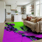 Cyberpunk Skull Neon Abstract Rug Living Room View
