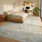 Daisy Petal Arrangement Cream Rug Bedroom View