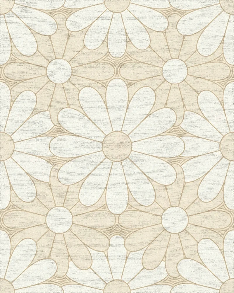 Daisy Petal Arrangement Cream Rug - Cutout View