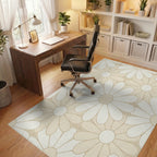 Daisy Petal Arrangement Cream Rug Office View