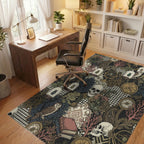 Dark Academia Skulls Insects Globes Books Rug Office View