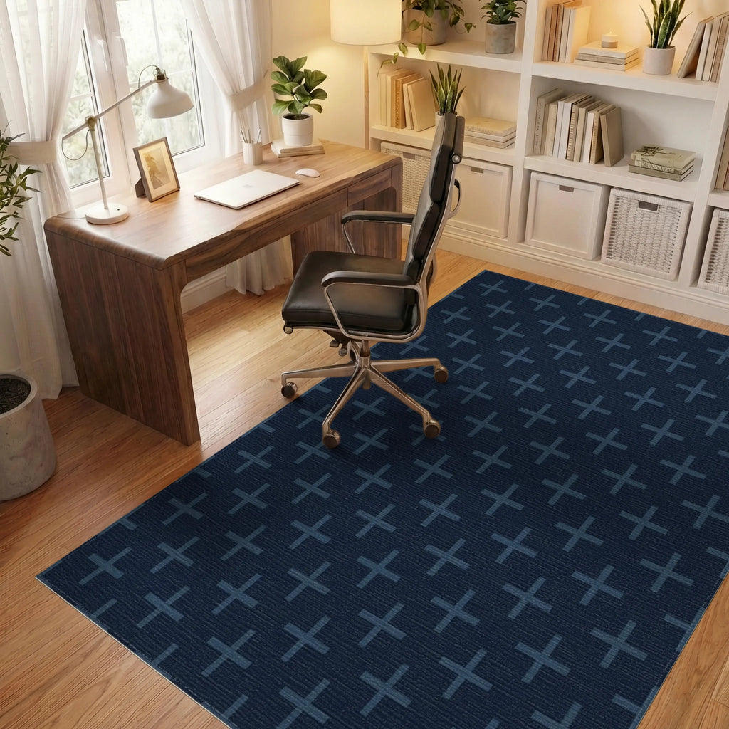 Dark Blue Plus All Over Rug Office View