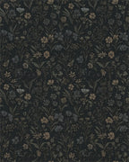 Dark Botanical Garden Floral Rug - Cutout View