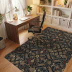 Dark Floral Fish Medallion Rug Office View