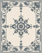 Dark Floral Patterned Elegant Rug - Cutout View
