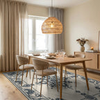 Dark Floral Patterned Elegant Rug Dining Room View
