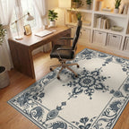 Dark Floral Patterned Elegant Rug Office View