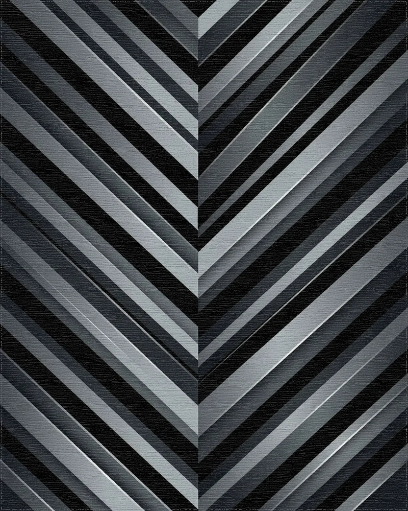Dark Gray Chevron Stripe Rug - Cutout View