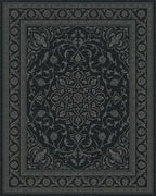 Dark Gray Intricate Floral Medallion Rug - Cutout View
