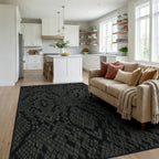 Dark Gray Snakeskin Scales Rug Living Room View