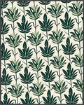 Dark Green Leafy Pattern Rug - Cutout View