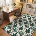 Dark Green Leafy Pattern Rug Office View