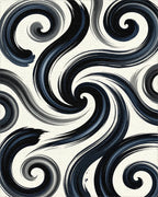 Dark Navy Swirls Abstract Brushstrokes Rug - Cutout View