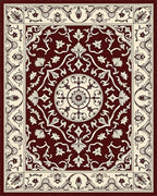 Dark Red Floral Medallion Pattern Rug - Cutout View