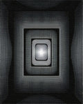 Deep Black White Concentric Squares Rug - Cutout View