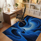 Deep Blue Abstract Gradient Landscape Rug - Office View