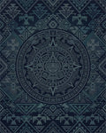 Deep Blue Aztec Sun Medallion Rug - Cutout View