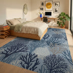 Deep Blue Coral Reef Collection Rug Bedroom View