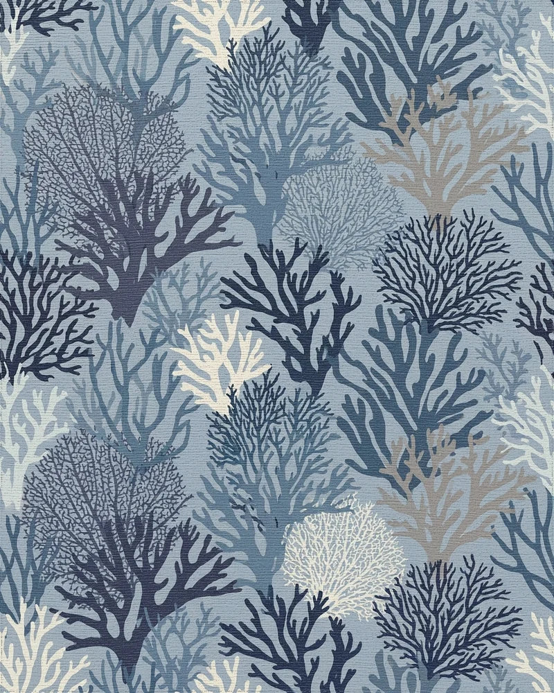Deep Blue Coral Reef Collection Rug - Cutout View