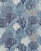 Deep Blue Coral Reef Collection Rug - Cutout View