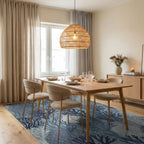Deep Blue Coral Reef Collection Rug Dining Room View