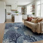 Deep Blue Coral Reef Collection Rug Living Room View