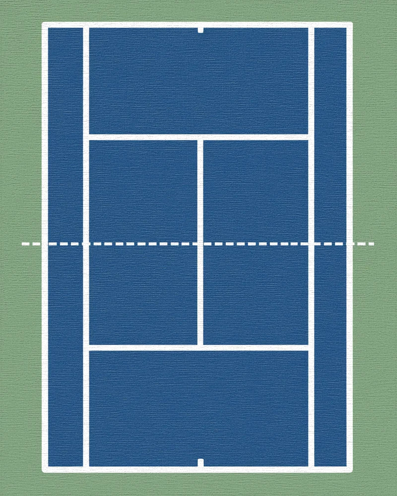 Deep Blue Court Geometric Stripes Rug - Cutout View