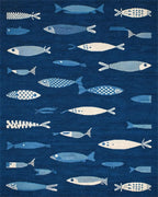 Deep Blue Fish Collection Rug - Cutout View