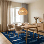 Deep Blue Fish Collection Rug - Dining Room View