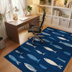 Deep Blue Fish Collection Rug - Office View