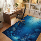 Deep Blue Fish Coral Reef Rug Office View