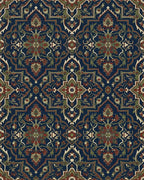 Deep Blue Floral Medallion Rug - Cutout View