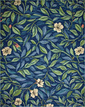 Deep Blue Floral Vine Garden Rug - Cutout View