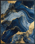 Deep Blue Gold Agate Abstract Rug - Cutout View