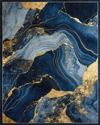 Deep Blue Gold Agate Abstract Rug - Cutout View
