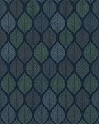Deep Blue Green Leafy Repeats Rug - Cutout View