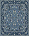 Deep Blue Intricate Floral Border Rug - Cutout View