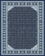 Deep Blue Intricate Geometric Border Rug - Cutout View