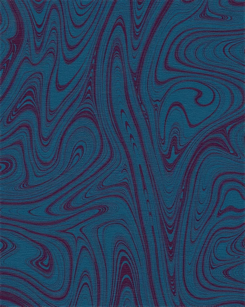 Deep Blue Marbled Flow Pattern Rug - Cutout View
