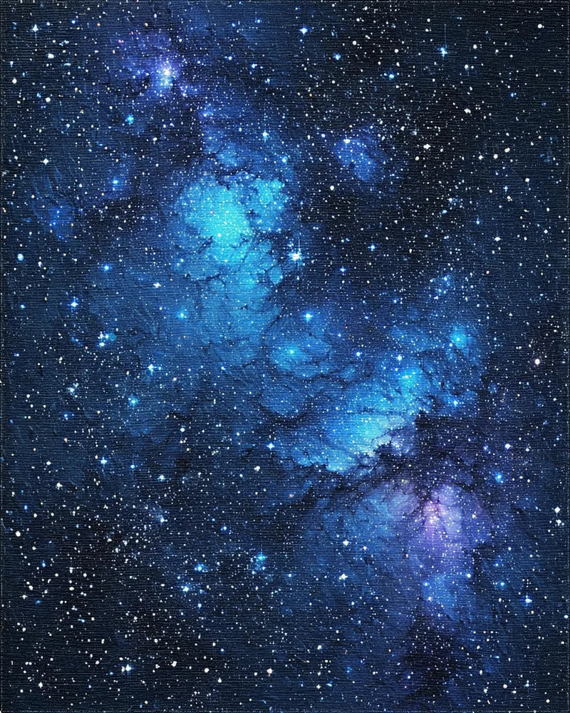 Deep Blue Nebula Starry Rug - Cutout View