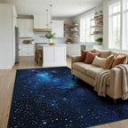 Deep Blue Nebula Starry Rug - Living Room View