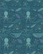 Deep Blue Ocean Marine Life Collection Rug - Cutout View