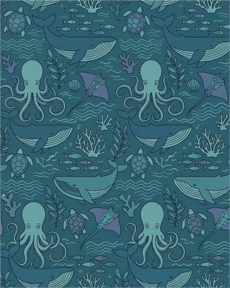 Deep Blue Ocean Marine Life Collection Rug - Cutout View