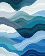 Deep Blue Ocean Wave Layers Rug - Cutout View