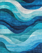 Deep Blue Oceanic Wave Rug - Cutout View